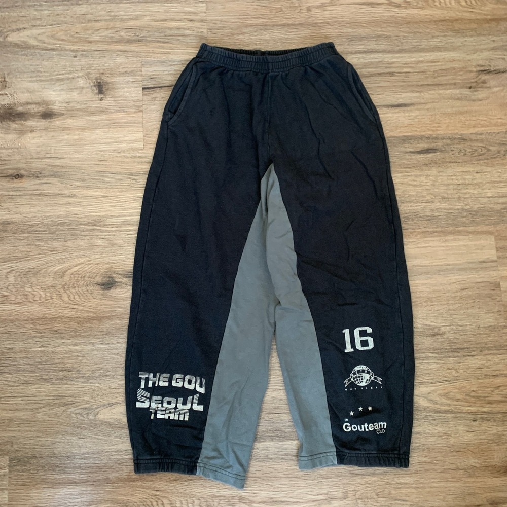 Gouteam Club Seoul Team Two Tone Sweatpants Black Grey Cotton Joggers 16